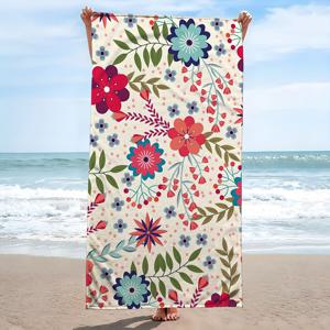 TEMU 1pc 꽃무늬 해변 타월, 마이크로파이버 대형 해변 매트, 흡수성이 뛰어난 목욕 타월, 여행, 수영장, 다이빙, 서핑, 요가, 캠핑에 적합합니다.|비치타올