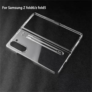 TEMU 삼성 갤럭시 Z 폴드 7/6용 투명 접이식 폰 케이스, 펜 슬롯이 있는 보호 커버, 폴드 7/6/5용