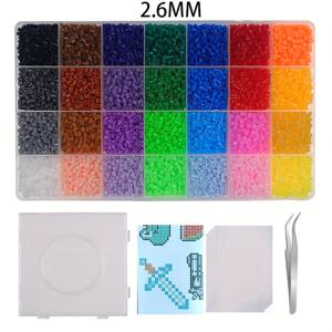 TEMU LXSWY 퓨즈 비즈 크래프트 키트 – 2.6mm/5mm 다색 플라스틱 비즈 28색, 4개의 페그보드와 크래프팅 족집게가 포함된 DIY 픽셀 아트 및 3D 퍼즐 만들기 세트, 창의적인 선물 및 장식용