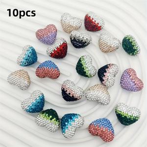 TEMU 10개 그라데이션 하트 비즈, 컬러풀 라인스톤, DIY 핸드폰 장식, 가방 비즈 장식, 펜 장식, 패션 주얼리 만들기 재료, 소프트 클레이, 인공 수정, 데이 선물|핸드폰가방