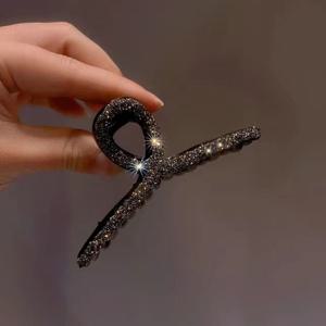 TEMU 레트로 우아한 매우 빛나는 헤어핀 여성 머리 우아한 검은색 상어 클립 인터넷 유명인사 고감도 대형 그립 클립