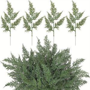 TEMU 20개 축제용 인공 소나무 & 삼나무 가지 - DIY 크리스마스 화환, 가랜드, 화병 필러용 반짝이는 인조 녹색 줄기와 소나무 바늘 - 휴일 홈 데코에 완벽함