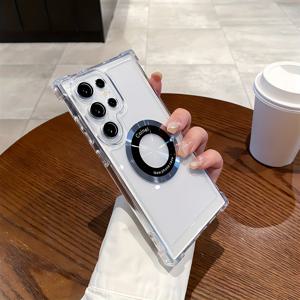 TEMU 삼성 갤럭시 S24 울트라 S23 FE S22 S21 플러스용 투명 자석 케이스, 렌즈 필름 카메라 범퍼 커버 포함