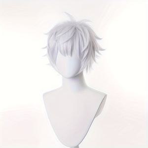 TEMU 남성용 애니메이션 가발, 화이트 가발, 월드 가발, 코믹 컨벤션 및 파티용