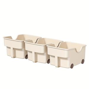 TEMU 3-팩 HOUCOC 클래식 플라스틱 보관함 손잡이 포함, 가정용 음료, 장난감, 조미료 캐비닛 정리, 오픈 탑 디자인, 가정 정리용 보관함, 바구니, 빈 & 가정 정리용 용기