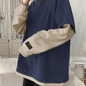 TEMU 남성용 투피스 긴팔 후드티, 루즈핏 바지 셔츠, 신상 봄 가을 시즌, 컬러 블로킹 트렌디 탑