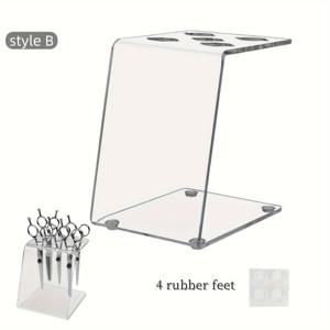 TEMU 5개 슬롯이 있는 투명 아크릴 가위 거치대 - 미용실, 이발소 및 가정용 전문 미용 도구 정리함