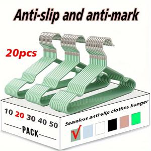 TEMU 20/30개 미끄럼 방지 디자인, 견고한 헤비듀티 외부 코팅 내구성 있는 금속 옷걸이, 밝은 스테인리스 스틸 방수 옷걸이, 미끄럼 방지 옷 건조대, 집 옷장용 헤비듀티 옷걸이, 성인 코트 세탁용 옷걸이, 정장, 드레스, 의류 매장: 기숙사 옷장 보관에 적합, 건조 및 젖은 상태 모두 사용 가능|빨래건조대
