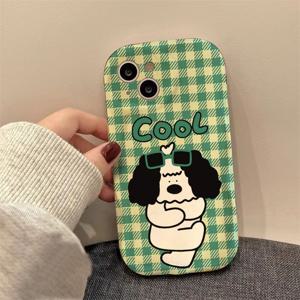 TEMU 체크무늬 레그 리프트 강아지 원 웨이브 패턴 소프트 쉘 아이폰16pro/iphone15/iphone14/iphone13/iphone12/iphone11/XR/xs/7/8/12/13/SE2/SE3 모바일 폰 케이스