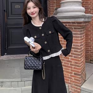 TEMU 여성용 프랑스 스타일의 노화 방지 기품 있는 스커트 투피스 수트