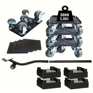 TEMU 중량 3000 파운드 범용 이동 도리 포함, 금속 가구 슬라이더, 가정 이동 도구, 회전 바퀴가 있는 로드 모버, 가정용품을 쉽게 이동할 수 있습니다.