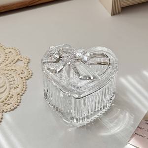 TEMU 리본이 달린 섬세한 하트 모양의 유리 사탕 상자, 목걸이를 위한 우아한 보관함으로 보석, 목걸이, 귀걸이, 진주, 반지 및 기타 액세서리를 담기에 적합합니다.