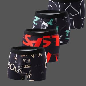 TEMU 4팩 남성 패션 기하학적 패턴 속옷, 높은 스트레치 폴리에스테르 니트 재질 반바지 팬티, 애플리케이션 디테일, 캐주얼 통기성 빠른 건조 스포츠 박서 브리프, 93% 폴리에스테르 7% 스판덱스