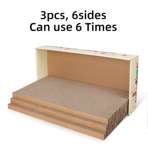 TEMU 3개 모듈식 확장형 고양이 스크래치 포스트 & 침대 - 양면 다층 골판지 고양이 나무, 6면 종이 조각, 최대 15파운드 대형 고양이용, 쉬운 조립, 공간 절약형 디자인 (가구 없음)