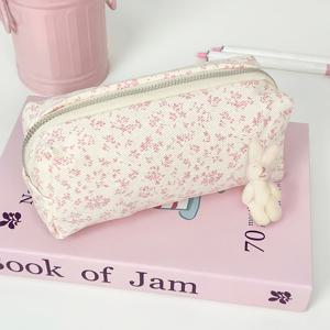 TEMU 1개 소형 프레시한 플로럴 프린트 필통, 감성의 고급학생용 데스크탑 수납가방, 내추럴 스타일 메이크업백 ( 펜던트 미포함), 공부 필수품, 여행 정리도구, 귀여운 필통, 트렌디한 Stationery, 손세탁 가능, 퀄리티 있는 솔기, Stationery Bag, 컴팩트 Organizer, 핸드메이드 애호가 및 여행자를 위한|필통