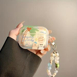 TEMU 여름 코코넛 나무 개아기 디자인 TPU 부드러운 보호 케이스 for airpods 1/2/3 Gen, for AirPods Pro, for AirPods Pro 2nd Gen용 - 귀여운 스트랩이 있는 투명 이어폰 커버