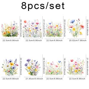 TEMU 8개/세트 야생화 초원 DIY 열전사 DTF 전사 스티커 세탁 가능 열전사 디자인 레디 프레스 데칼 플라스티졸 패치 DIY 의류 티셔츠 마스크 청바지 배낭