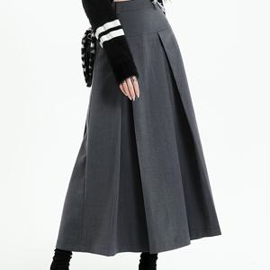 TEMU 여성용 하이웨이스트 A라인 스커트 - 빈티지 스타일, 루즈핏, 긴 길이, 단색, 플레어 하hem, 캐주얼에서 반공식 의상, 올시즌 스커트|빈티지 A라인 스커트|폴리에스테르 원단