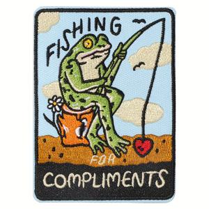 TEMU 유머러스 혼합 색상 자수 개구리 낚시 애플리케이션 패치, 철로/수직으로 배지 의류, 자켓, 트럭러 모자 및 선물