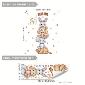 TEMU 토끼 인형 별 달 벽 스티커 - 침실, 거실, 문 장식용 자체 접착식 B16012-YJ, 방 장식,문 스티커,장난기 넘치는 디자인,귀여운 벽 장식,자체 접착 데칼,탈착 가능한 스티커,장식용 데칼,껍질 벗기고 붙이기