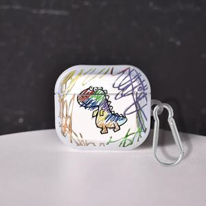 TEMU 그라피티 공룡 헤드폰 케이스 보호 커버, for AirPods 1/2 및 for airpods 3/Pro/Pro2 호환, 귀여운 에어팟 케이스, 에어