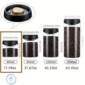 TEMU 1개 밀봉 진공 유리 보관 용기, 고품질 붕규산 산성 유리, 압력 펌프 저장 탱크, 방습 저장 탱크, 두꺼워지고 내열성이 뛰어난, 전자레인지 사용 가능, 재사용 가능한 다목적 식품 보관 탱크, 커피콩, 차잎, 견과류 및 시리얼 등에 적합, 주방 정리 및 보관, 주방 액세서리|커피|전자레인지|진공밀폐용기