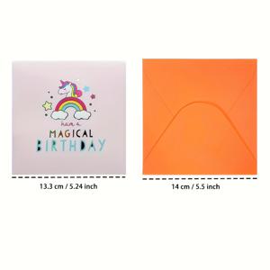 TEMU 추모 메시지를 위한 3D 핸드메이드 유니콘 생일 축하 카드와 봉투