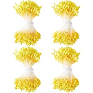 TEMU 1520개 노란색 진주 이중 머리 인공 꽃 수술 - 결혼식, 크리스마스, 스크랩북킹 및 DIY 공예 장식을 위한 생동감 있는 2mm 꽃 가루