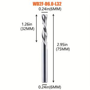 TEMU 드레니크 고품질 2 플루트 솔리드 카르비드 다운 컷 밀링 커터, 3.175mm, 4mm, 6mm, 8mm, 10mm 샤크 - 나무 가공, 아크릴, ACM, PVC, 나무, MDF용 스피럴 CNC 나무 라우터 비트 - 코팅되지 않은, 나무 가공 도구 | 부드러운 절단 도구 | 내구성 있는 도구 비트