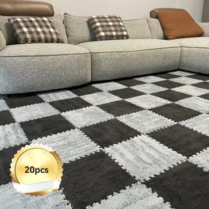 TEMU 20개 창의적인 퍼즐 연결식 바닥 매트 세트, 부드럽고 미끄럼 방지 퍼즐 매트 - 침실 러그, 거실 바닥 매트, 완벽한 선물