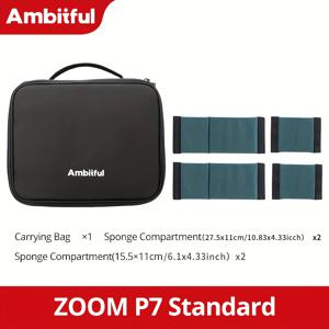 TEMU Ambitful Zoom P7 나일론 카메라 가방 - 12x9.8x5.3in, 다기능 휴대용 정리함, 스폰지 분할, 긁힘 방지, 사진 플래시 및 렌즈 보관용, 블랙, 여행 액세서리 가방|슬리크 블랙 가방|다용도 지퍼 클로저, 카메라 가방