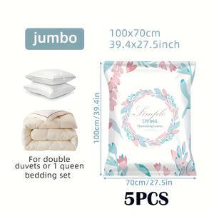 TEMU 5개 패키지 진공 보관 가방, 공간 절약 보관 가방, 퀼트, 베개, 담요, 침구, 옷을 위한 밀봉 가방, 80% 공간 절약, 실용적, 대용량 가정용 보관 가방|이불정리함