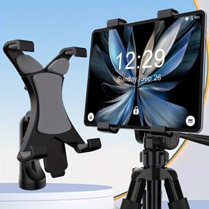 TEMU 360도 회전 가능한 태블릿 트리포드 스탠드 - 대형 태블릿 및 접이식 휴대폰용 범용 ABS 마운트, 트리포드 및 모노포드에 이상적, 쉽게 보관할 수 있는 접이식 디자인, 태블릿 마운팅 | 접이식 트리포드 | 내구성 있는 구조, 태블릿 홀더