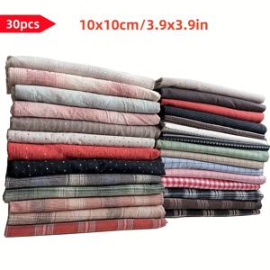 TEMU 30pcs 세트, 미리 자른 이전 염색 DIY 천, 레트로 체크 사각형, 체크 및 점 디자인 조합, 작은 천 조각 및 천 그룹, DIY 공예 및 수선용 미리 자른 천, 가방, 인형 등. 10X10Cm/3.9X3.9I