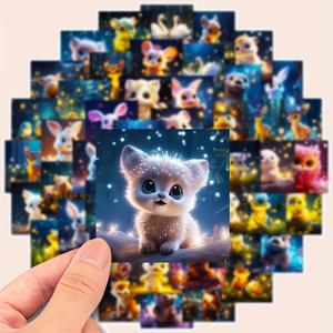TEMU 50개 어둠 속에서 빛나는 동물 스티커 - 비닐, 재사용 가능, 매트 핏, 비정형 모양 - DIY 폰 및 노트북 케이스 장식, 노트북 장식에 이상적|환상적인 디자인|매트 핏 스티커
