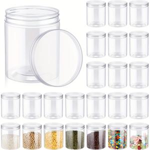 TEMU 빈 용기에 채울 수 있는 4온스(약 120ml)의 투명 플라스틱 캔 넓은 입구 보관용기 24개 세트, 건조 식품, 건과일, 양념 및 허니 캔디, 비즈, 로션에 적합한 슬림 생산 및 식품 저장