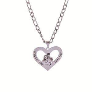 TEMU 1개 맞춤 사진 & 텍스트 레이저 컷 하트 펜던트 목걸이 - 18K 금도금 스테인리스 스틸, 개인 맞춤 이름/날짜, 우아한 인터로킹 하트 디자인, 생일, 기념일, 데일리 착용, 하트 목걸이, 기념일 선물로 완벽