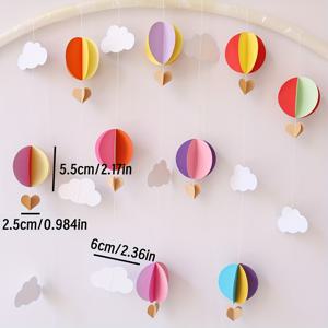 TEMU 컬러풀 열기구와 3D 구름 종이 가랜드 1세트 - 집 침실, 결혼식, 생일 등을 위한 장식용