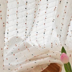TEMU 1pc 농가 스타일 캔디 투명 커튼, 조명 필터링 폴리에스터 창 장식, 바퀴 포켓 매달기, 기계 세탁 가능, 네 가지 계절 장식, 침실 및 다양한 방에 적합