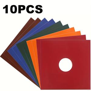 TEMU 10개입 12인치 비닐 레코드 슬리브, 컬러풀 홀이 있는 두꺼운 판지, 내구성 있는 350gsm 종이 재킷 커버로 쉬운 보관 및 앨범 보호, 12인치 LP 레코드에 적합한 비닐 레코드 저장용