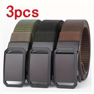 TEMU 3pcs 남성용 나일론 벨트 - 미끄럼 방지, 내구성, 캐주얼 및 다용도, 텍스처된 표면, 금속 버클 - 일상적인 착용 및 이스터, 아버지의 날, 배낭 액세서리 선물에 이상적 | Sleek Black Belt | Metal Buckle Belt