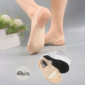 TEMU 여성용 봄/여름 투명 발가락 양말 4팩 – 스펀지 쿠션 고무장갑, 하이힐용 여름 짧은 양말 세트