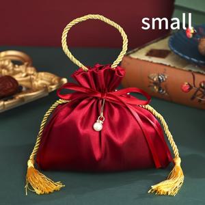 TEMU 10pcs 우아한 빨간 끈 선물 가방 - 결혼식, 생일, 휴일에 이상적 | 파티, 밴쿼트, 크리스마스, 추수감사절, 새해, 결혼식 장식, 청소년 샤워 선물에 적합한 직물/폴리에스터 과자 가방