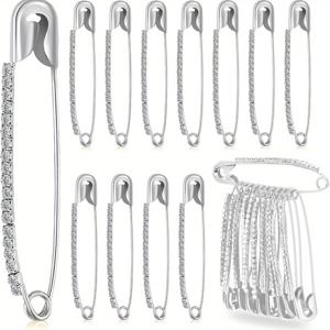 TEMU 10개 고급스러운 골든 안전 핀 브로치, 인조 결정 및 진주 - 여성용 스웨터, 숄, 스커트, 스카프 및 모자용 다용도 합금 클립 - 크래프팅 및 패션 액세서리용 완벽, 패션 핀 | 우아한 브로치 | 합금 구조, 의류용 안전 핀