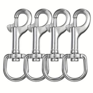TEMU 4개 세트 헤비듀티 3.3인치 스위블 아이 볼트 스냅 후크, 316 스테인리스 스틸, 방청 처리, 단일 끝 클립 - 야외 장비, 해양 및 건설용으로 완벽함