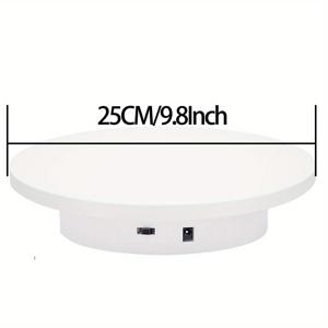 TEMU 1팩, 25cm/10인치 전동 회전 턴테이블, 대형 사이즈, 360도 저속 회전 스탠드, 사진 촬영 및 비디오 촬영용 필수 도구, 주얼리, 3D 모델, 인플루언서 라이브 스트리밍, 쇼케이스 디스플레이