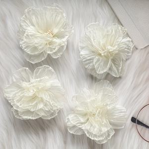 TEMU 4pcs 소프트 핑크 꽃 액세서리 패브릭 스티커 - 부드러운 석류 및 청색 꽃, DIY 헤어 액세서리, 귀걸이, 패션 의류 장식, 수선 설치, 세련된 헤어 장식 | 꽃 패턴 | 내구성 있는 패브릭, 헤어 장식용 꽃 장식