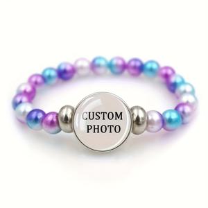 TEMU 맞춤 제작 가능한 비즈 타임 보석 팔찌, 개인 맞춤 가족 사진 포함 - 데일리룩을 위한 트렌디한 선물, 올 시즌 주얼리, 선물용으로 완벽 | 프렌치 스타일 팔찌 | 비즈 팔찌, 팔찌