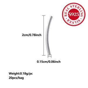 TEMU 20개/팩 S925 스털링 실버 홀로우 튜브 DIY 수제 팔찌 비즈, 주얼리 만들기용 은색 곡선형 중공 액세서리