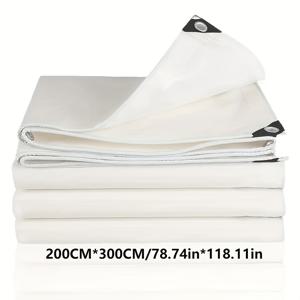 TEMU 화이트 레인 타프 - 추가 두꺼운, 찢어지지 않는, 자외선 차단, 강화된 가장자리와 루프 버클, 지붕, 캠핑, 마당, 수영장, 보트, 자동차, 선글라스, 네 сез션 사용에 적합합니다.